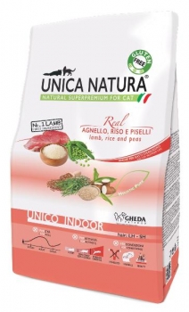 Сухой корм Unica Natura Unico Indoor для кошек любого возраста, живущих в помещении (ягненок, рис, горох)